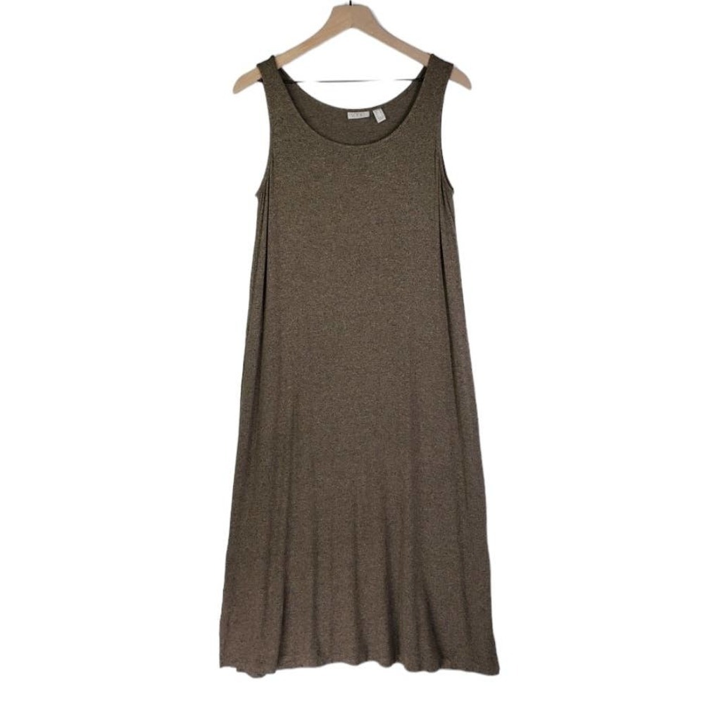 Logo Lori Goldstein Heathered Jersey Midi Sleeveless Dress M Brown Tank